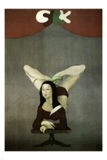 CIRCUS POSTER Mona Lisa Stretching yoga pose POLAND 1970 20x30 pop art