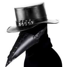 Plague Doctor Mask Steampunk Prop Bird Long Nose Beak Cosplay Faux PU Leather