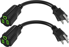 Power Extension Cord 0.5Ft/6Inch 2 Pack Short 3 Prong Electric Extension Cable