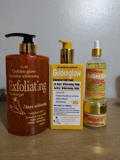 Golden Glow Body Milk 500ml, exfoliating Carrot shower Gel, Serum, Face Cream