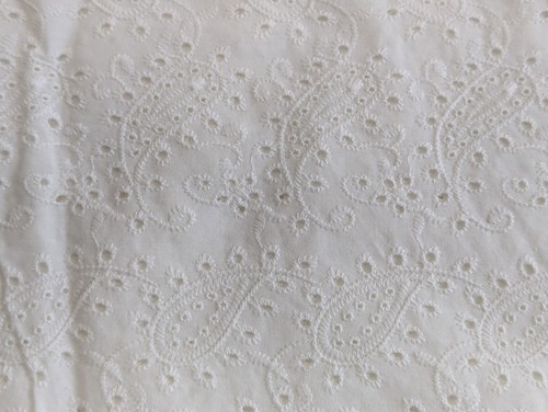 1Yd+26"/45" 100%cotton WHITE allover Machine Embroidered EYELET w/Parsleys, NEW - Picture 9 of 9
