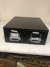 Vintage Black Heavy Duty 2 Drawer Index Metal Filing Cabinet- Industrial Design