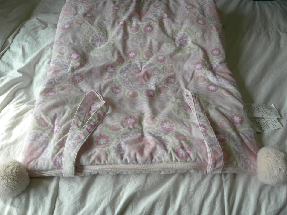 Pottery Barn Kids McKenna Medallion Sleeping Bag Flowers Pink Pom-Pom Purple - Image 4 of 4