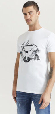 Herren weißes T-Shirt Nimes Aquila Print T-Shirt - weiß Small