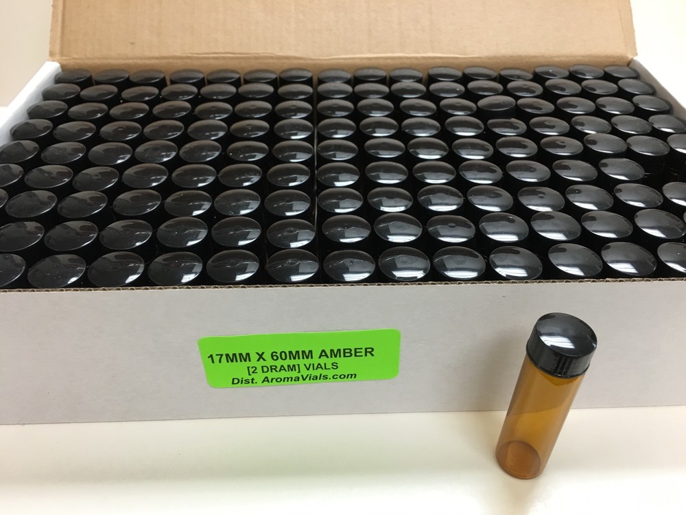 432 Pcs AMBER 2 Dram Glass Vials  W/Screw Cone Cap [17mmx60mm]