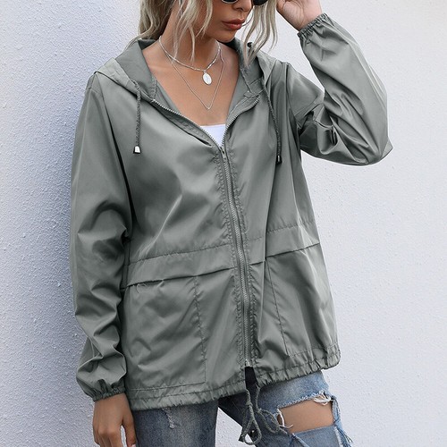 Unisex Adult Waterproof Rain Jacket Zip Up Hooded Lightweight Windbreaker . - Picture 5 of 17