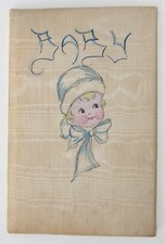 Antique Baby Book - 1921 - Birth Events, Photos - Poss. Silk, Handmade OAK