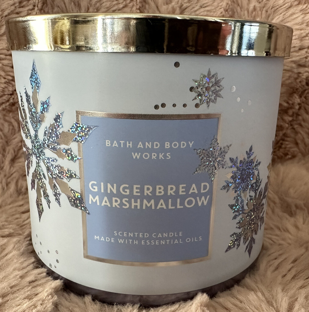 BATH & BODY WORKS GINGERBREAD MARSHMALLOW TRIPLE WICK 3-WICK 14.5