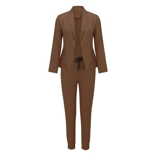 Hosenanzug Damen Set Damen Zweiteiler Anzug Set Büro Business Langarm Jacke 2024 - Bild 17 von 39