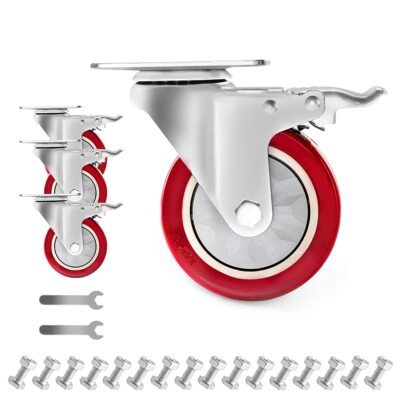 #ad 4 Pack 4 Inch Plate Swivel Casters Wheels 1800lbs Heavy Duty Casters with Brake $40.64