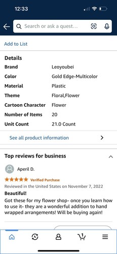 21 Sheets Flower Wrapping, Multi Color Gold Edge Flower Bouquet Plastic - Picture 2 of 2
