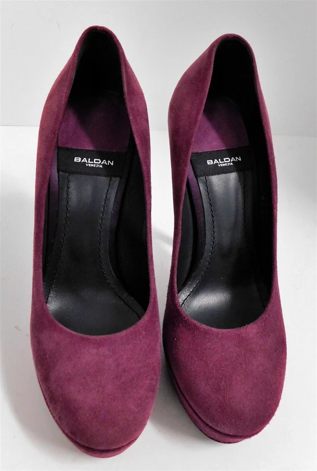 Zapatos de salón Baldan ciruela gamuza cuero plataforma Stilletto Italia 35 Foto 3 de 4