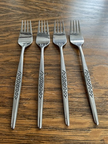 Vtg MCM JAPAN 6.5 Inch Vines Handle Stainless Forks Flatware Silverware - Picture 3 of 11