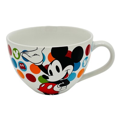 Disney Store Mickey Mouse 20oz Coffee Tea Mug Cup Multi Color Polkadot NEW  | eBay