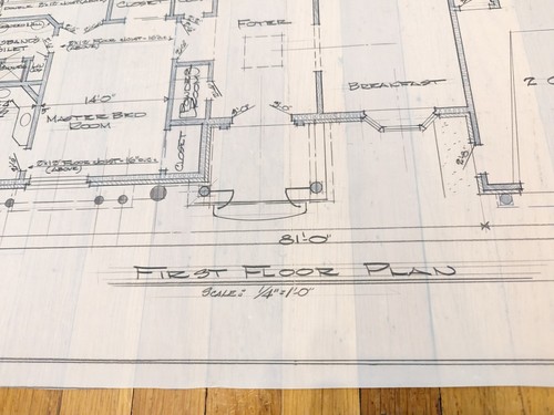 6 Architectural Hand Drawings Exterior Interior 30"x22.5" New York Estate Find 4 - Picture 15 of 24