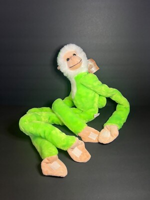 NWT Shalom Toy Co Neon Green Plush Stuffed Animal Wrap Around Hanging Monkey 32''