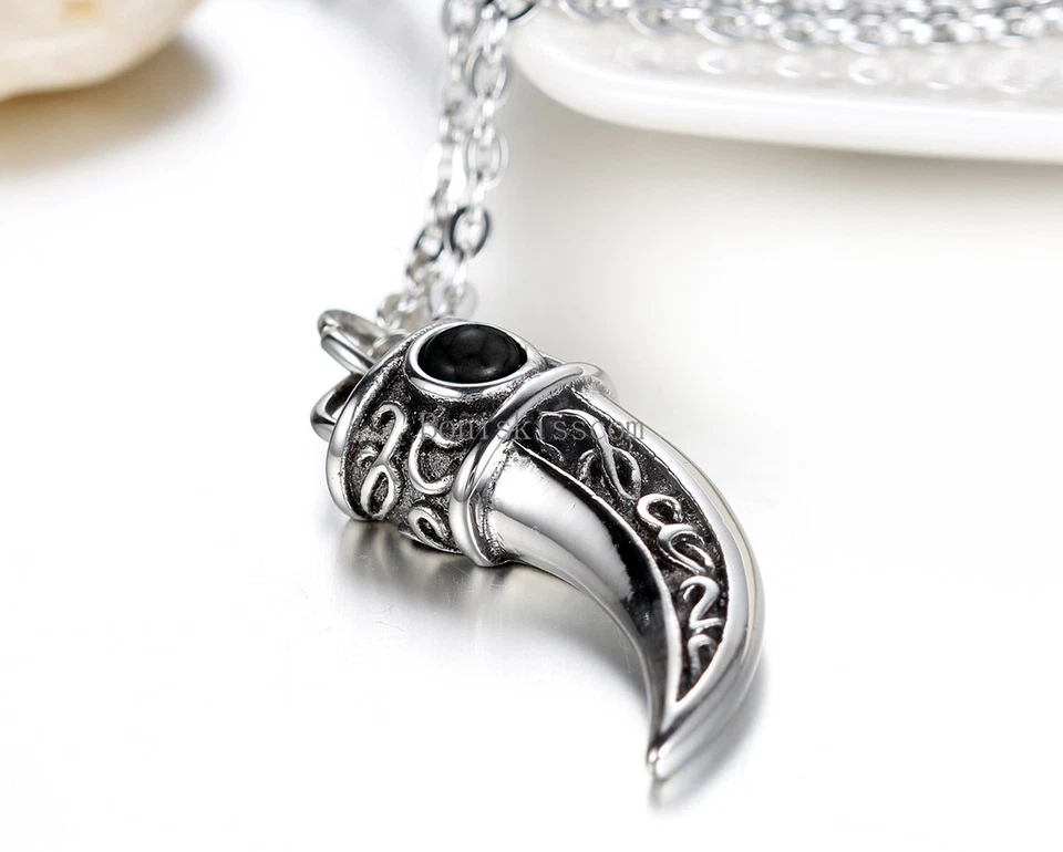 Collar colgante tribal diente de lobo de acero inoxidable vintage para hombre®s niños con cadena Foto 4 de 4