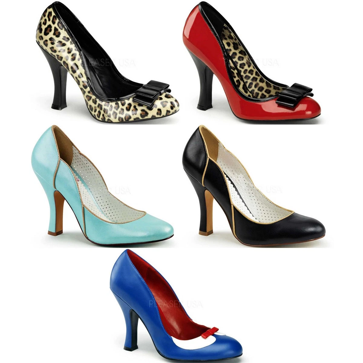 Pin Up Couture WIGGLE-32 – Scarpa Mary Jane In Finta Pelle Nera Con Tacco Cubano 6,5 Cm E Fiocco - 2