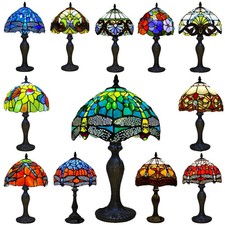 Tiffany Table Lamps 10 Inch Dome Shade Handcrafted Multicolour Stained Glass UK