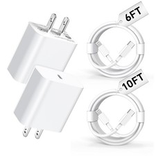 Compatible with iPhone Charger 6/10Ft Fast Charging 2Pack 20W 2 Pack, White
