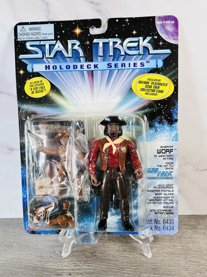 Star Trek Holodeck Series Sheriff Worf Playmates Action Figure 1995 Skybox Card - Image 2 of 4