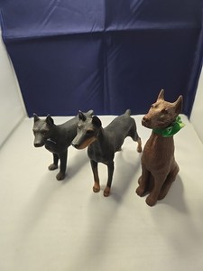 Doberman Dog Figurines Lot Of 3