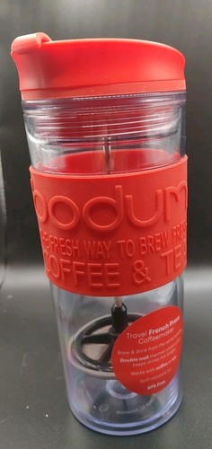 Bodum Kaffee/Tee Brüher Reise 15 Unzen Doppelwandig rot guter Zustand - Bild 1 von 8
