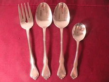 4 Serving Pieces Oneida TRINITY SSS Stainless Flatware Spoons Fork Sugar Spoon