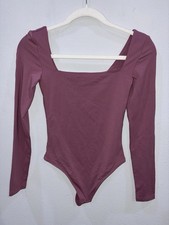 Aritzia Babaton Contour Pink Bodysuit Women XS Square Neck Stretch 5817