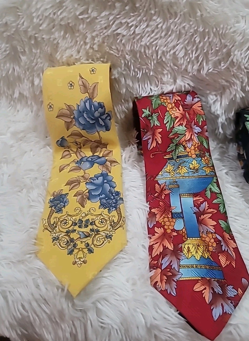 LEONARD Paris Tie  Made in Italy Vintage Handmade Designer  Silk  Set Of 2 RARE!