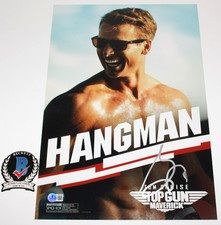 GLEN POWELL SIGNED TOP GUN MAVERICK 12x18 MOVIE POSTER BECKETT COA HANGMAN ACTOR