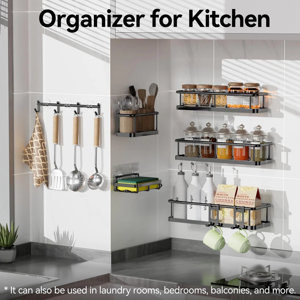 6-Pack Large Shower Caddy Organizer with Soap Holder and 12 Hooks
