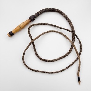 8.5ft Braided Leather Bull Whip With Wooden Handle Made in Mexico