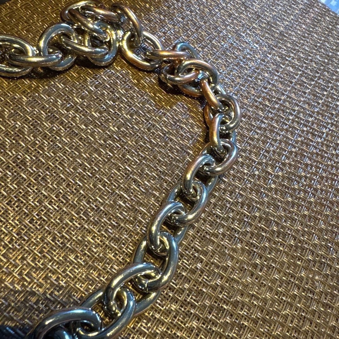 A BATHING APE Black Leather Shoulder Bag Gorilla Embossed Metal Chain 9.1x3.2in thumbnail 7