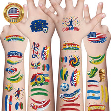 45 Pcs Soccer Tattoos - World Cup Temporary Tattoos for Kids, Adult, Teens, Socc