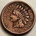1859 Indian Head Cent One Year Type VF Detail Laurel Wreath Reverse JC1875