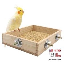 Bird Cage Accessories, Wooden Food Dish for Small to Medium Birds, 20cm 15cm