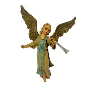 Fontanini Depose Italy Blue Angel Trumpet Christmas Ornament 1983 Vintage