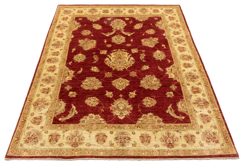 Afghan Chobi Ziegler Alfombra Hecha A Mano 160x190 Cuadrada Beige - Imagen 2 de 4
