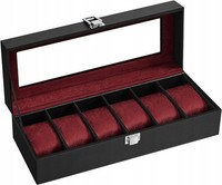 Schwarzer Uhrenbox Organizer Mit 6 Fchern Schmuck Etui Geschenk Vitrine Mit