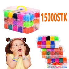 Loom Bands ca.15000 Stk. bunte Gummibänder Set mit Haken Webrahmen Webhaken DE.