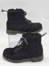 Dr. Doc Martens 1460 Pascal black w/ tinsel Furry ankle zip boots Youth Size 3