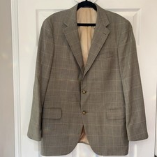 Lands End Herringbone 100 Lambswool Sport Blazer Jacket Mens Suze 42R 2 Button