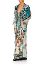 Camilla Jacket Kimono Kaftan Coat Her Heirloom Blue Floral Silk One Size Pocket