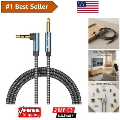1ft Nylon Braided 3.5mm Aux Cable - 24k Gold Contacts for Optimal Sound