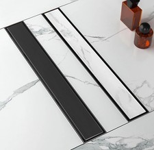 24-Inch Linear Shower Drain with Tile Insert Grate, SUS 304 Stainless Steel Line