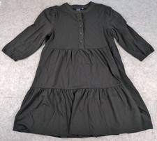Gap 3/4 Sleeve Black Puff Shirt Dress Button Womens Petite Large NWT MSRP $69.95