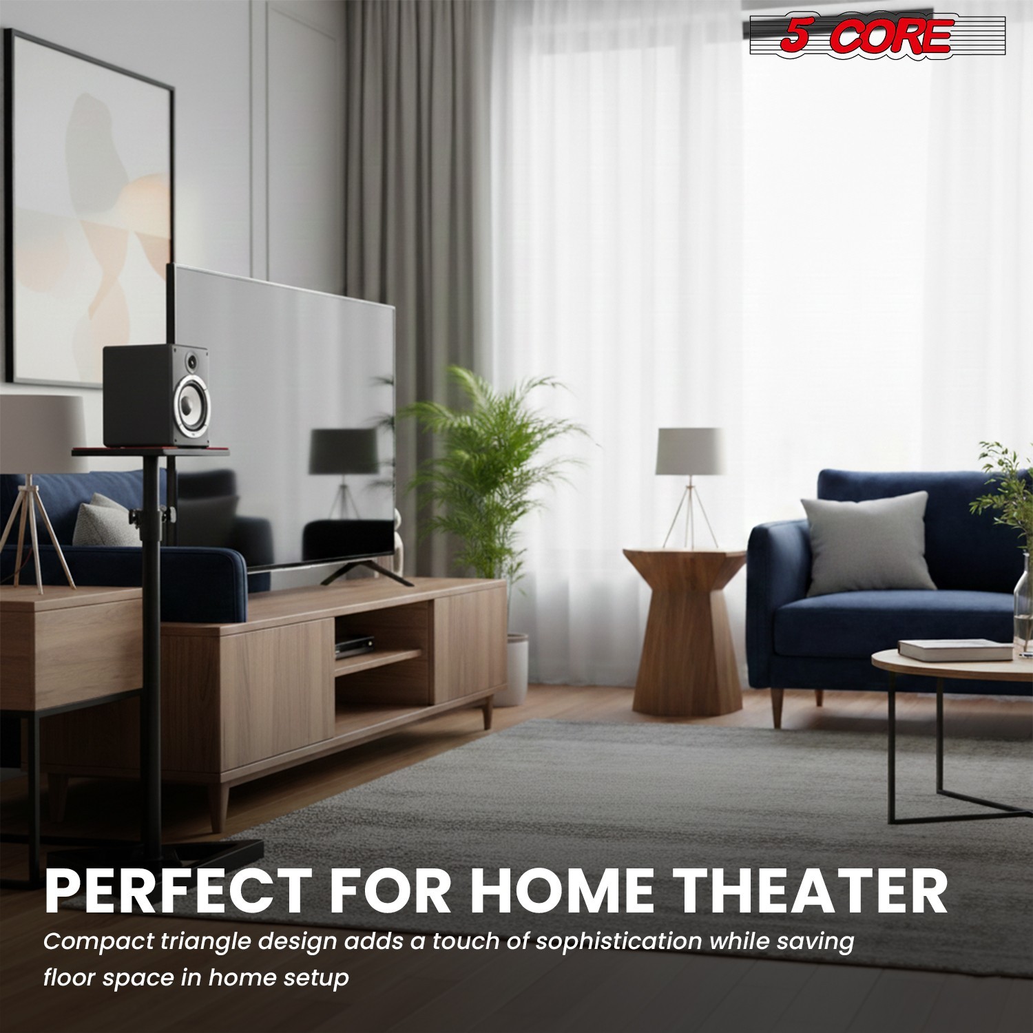 5 Core Speaker Stand Pair Heavy Duty Height Adjustable Height 59.5" 100Lb