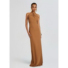 Bananhot Rocco Dress NWT Brown Tobacco Halter Maxi Dress Size M Beach Boho