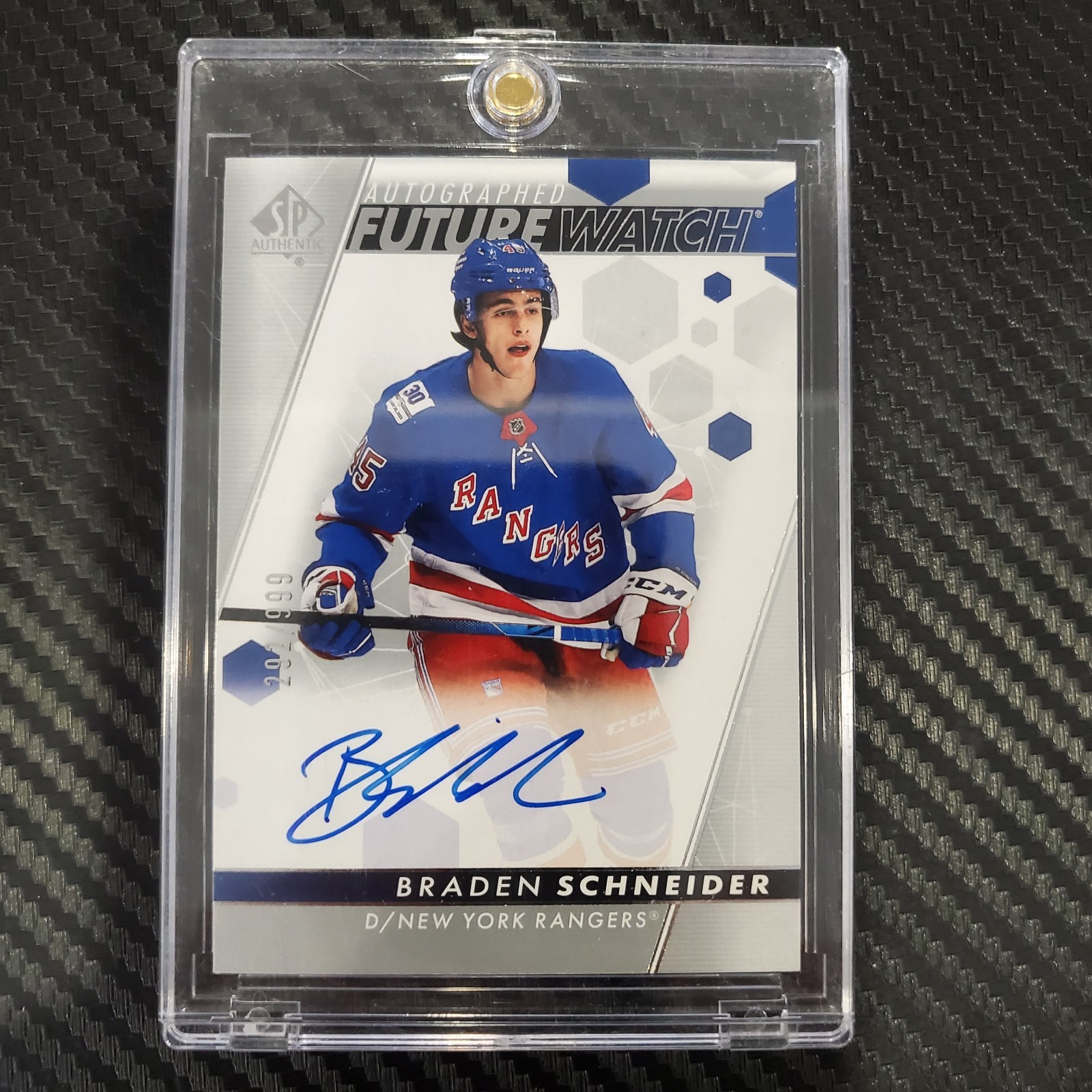 Braden Schneider Future Watch Auto 202 /999 2022-23 SP Authentic 131 Rangers